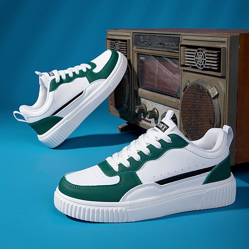 2025 Spring Women Shoes Outdoor Green Leather Casual Sneakers Men Sport Running Breathable Walking Flat Female Footwear Fashion