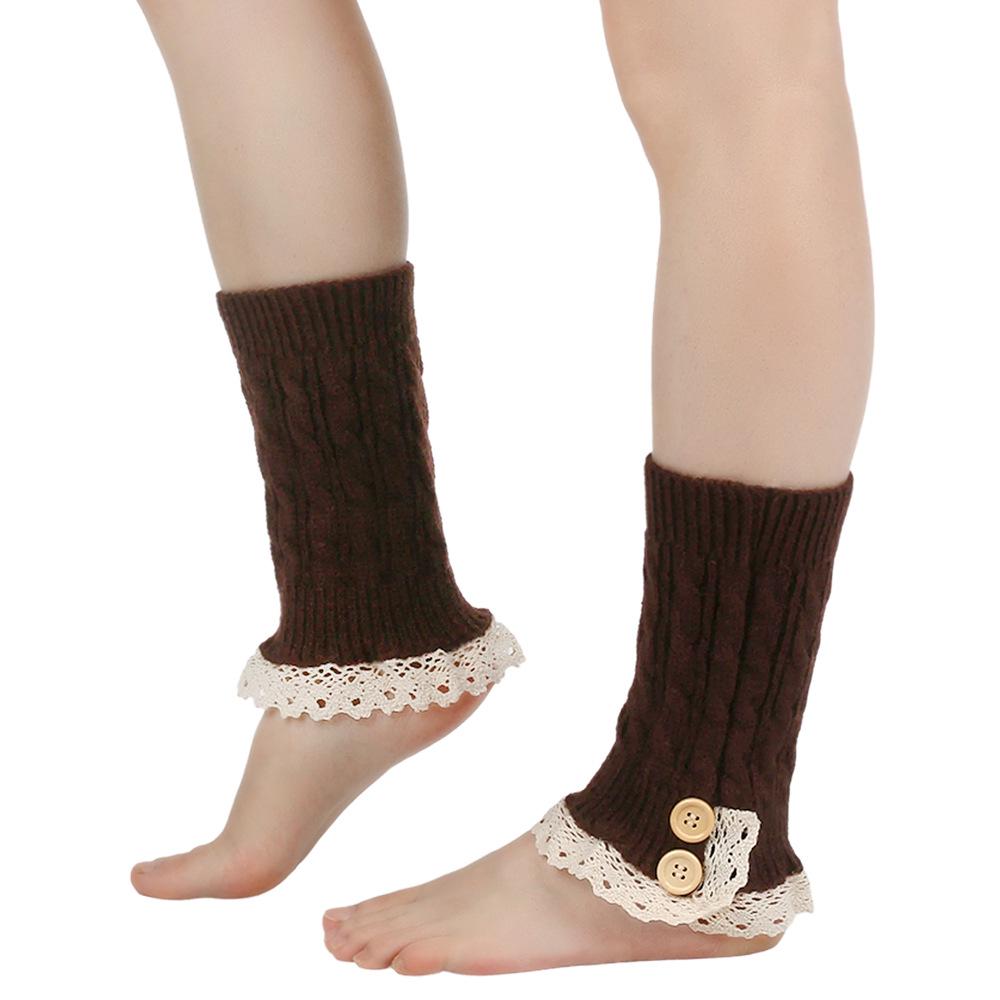 Korean Lace Trim Cable Knit Leg Warmers - Autumn & Winter Versatile Boot Covers