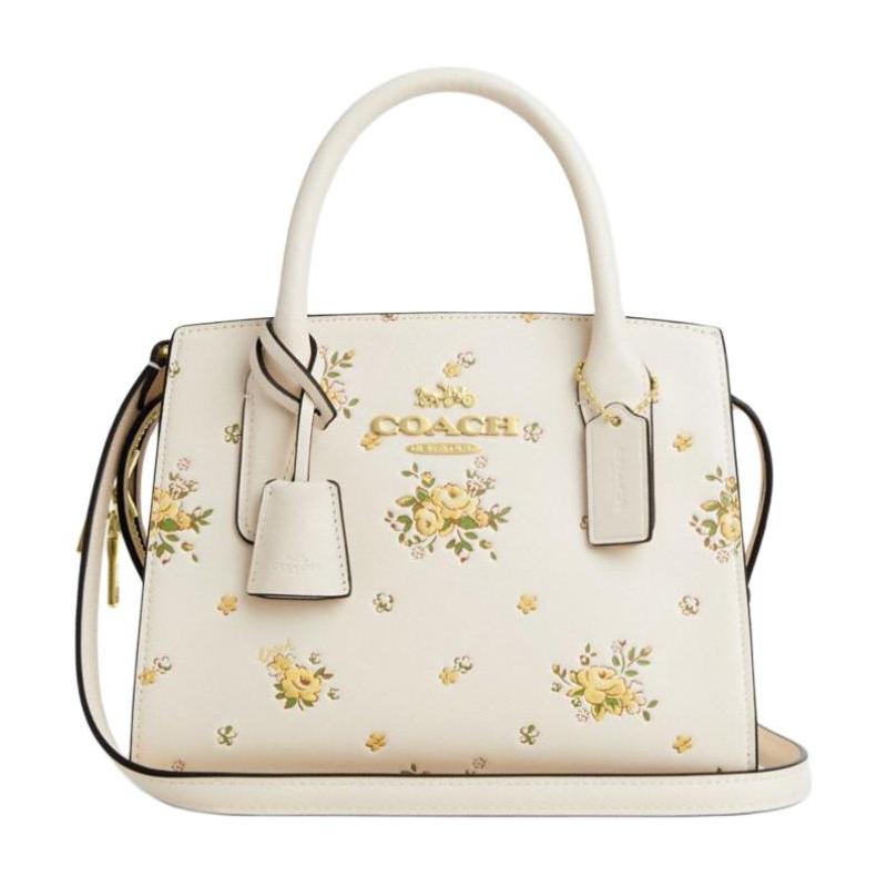 Coach ANDREA CARRYALL 22 Tracolla Rimovibile Borsa a Mano in Pelle di Vitello Borsa Tote Borsa per la Spesa Borsa a Spalla a Mano Piccola da Donna Beige
