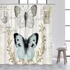 Forest Butterfly Shower Curtains Flowers Green Plants Butterflies Nature Waterfall Bath Curtain Fabric Bathroom Decor with Hooks