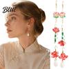 Lotus Flower Earrings 1 Pair for Women Vintage 3D Pink Dangle Pearl Drop Earring Faux Crystal Floral Jewelry Hanfu Cosplay Accessories Fashion Face