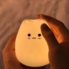 1pc Cute Kitten Shaped Soft Silicone Touch Color-changing Light Sleep Night Light 7-color-changing for Kid Room Bedroom Reading