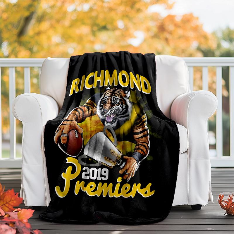 Richmond Tigers Flannel Blanket Soft All-Season Throw, Design for Camping, Car Travel, Hiking Sofa, Bed, Office Perfect Gift for Parties