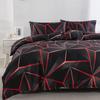 Black Red Geometric Duvet Cover Queen 3D Three Dimensional Geometrical Bedding Set Modern Abstract Neon Line Comforter Cover