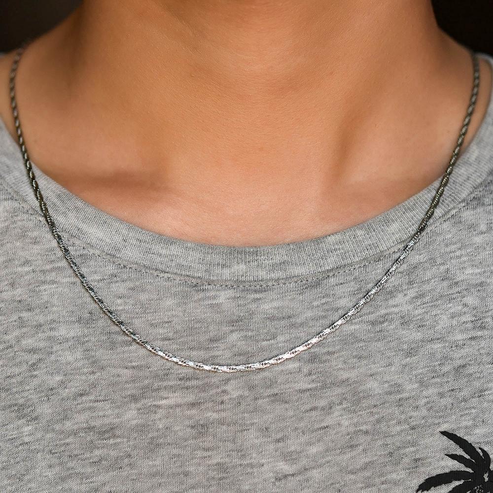 2mm Vintage Flat Chain Gold/Steel/Black/Rose Stainless Steel Necklace for Women And Man Jewelry Gifts