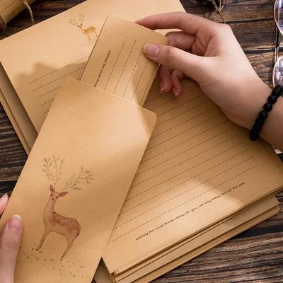 10ks Vintage Deer Animal Papírová obálka Deer Malovaný papír Party Favor Dárek Kraft Bag Scrapbook Obálka dopisní papír