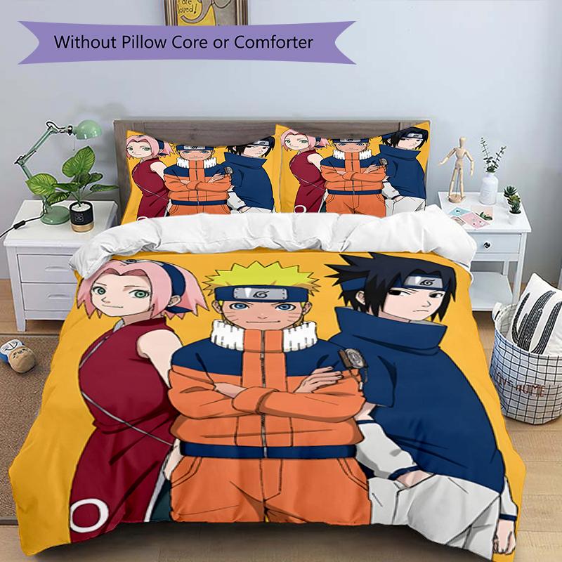 3pcs NARUTO (2) Design Cover Set - HD Printed Bedding with 1 Cover and 2 Pillowcases - Perfect for Home and Dorm Decor