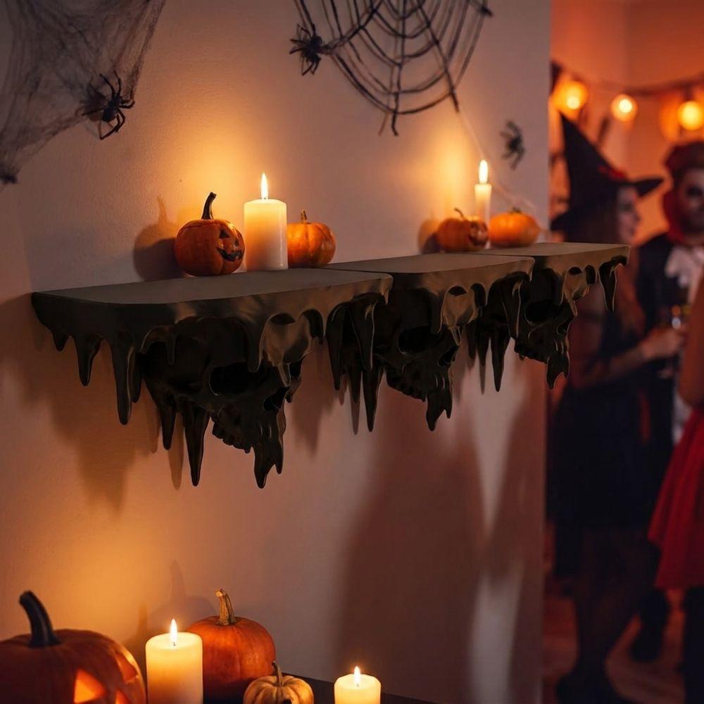 3D Printed Icicle Skull Melting Wall Shelf Dark Gothic Wall-Mounted Display Stand Bedroom
