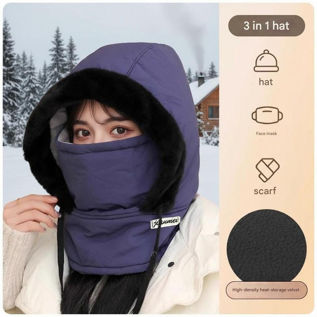 Down Lei Feng hat for men and women winter scarf all-match thick warm pullover full face windproof cycling helmet hat