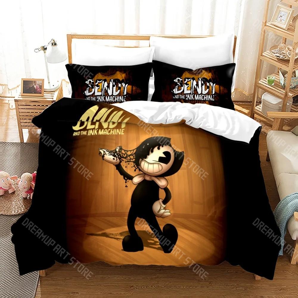 3D Print Anime BENDY Ink Machine Bedding Set Single Twin Full Queen King Size Kawaii Bed Set Adult Kid Bedroom Duvet cover Sets