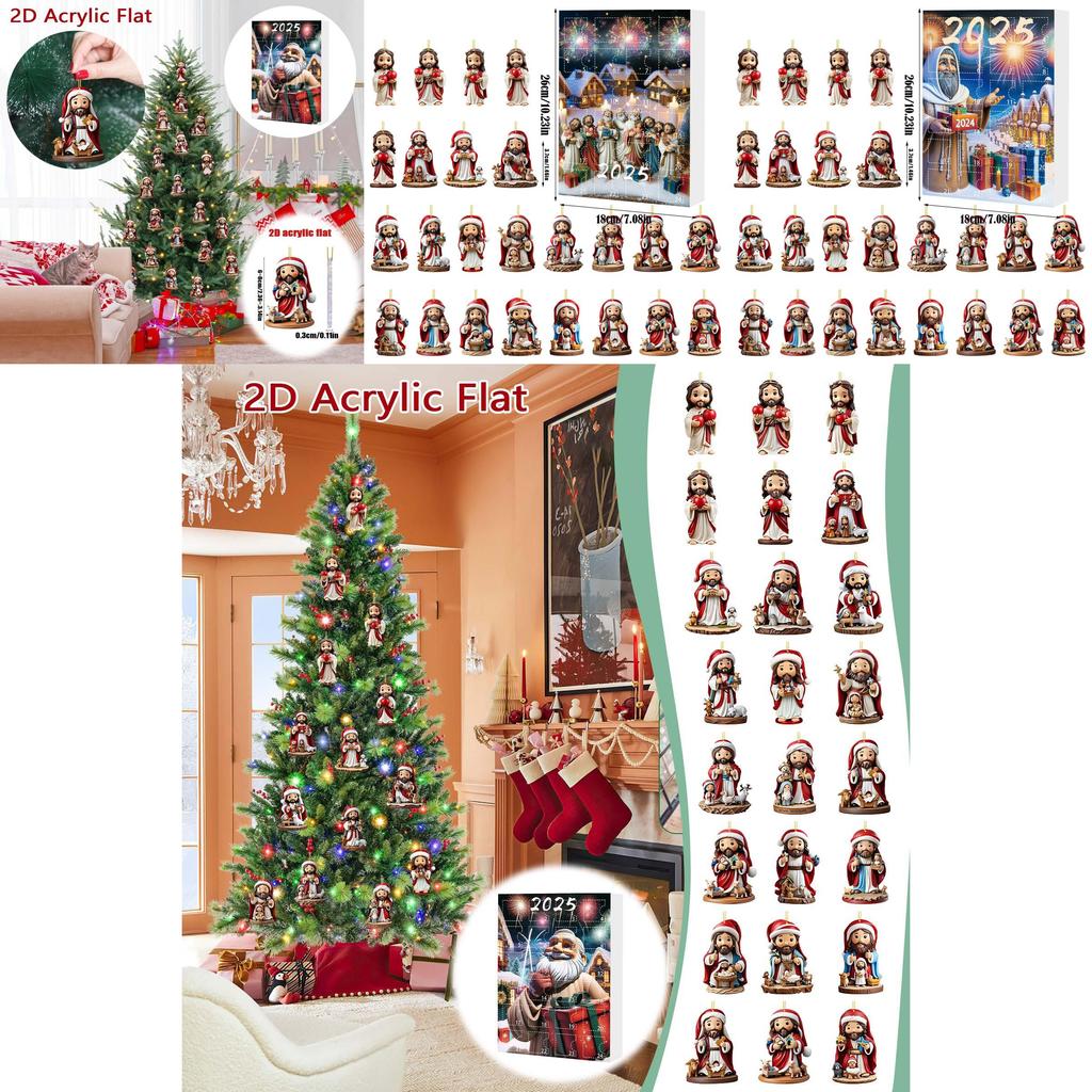 Christmas Countdown Calendar Box With Santa Claus Acrylic Assembled Decor For Holiday Gift Giving