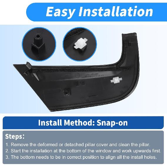 Rear Left Passenger Side C Pillar Mould Trim for Honda Civic 2012-2015 Door Window Pillar Post Exterior Repair Cover Trim Black No.72721-TR3-A00