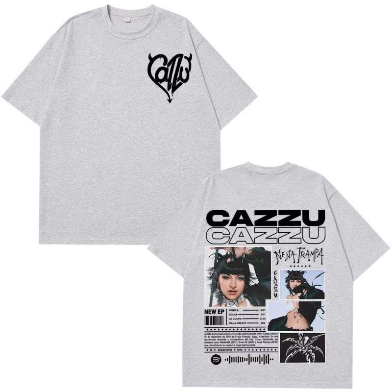 Singer Cazzu Tour 2025 Harajuku Tees Unisex Unisex Fashion Tshirt Summer Casual Hiphop Hipster Cotton Oversized Tshirt Streetwear