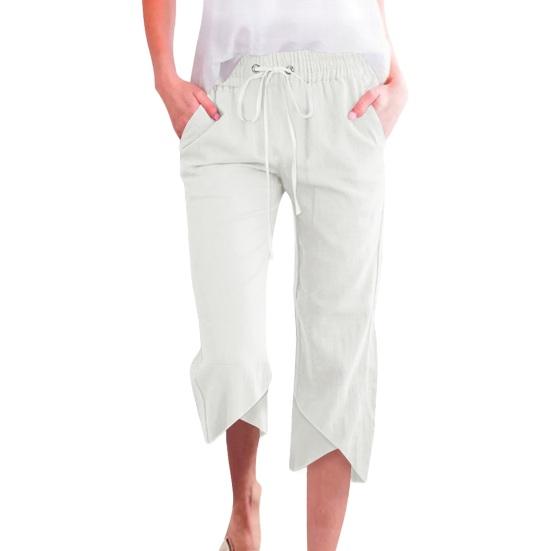 Pantalones cortos para mujer, cintura elástica con cordón ajustable, diseño informal de pierna suelta.