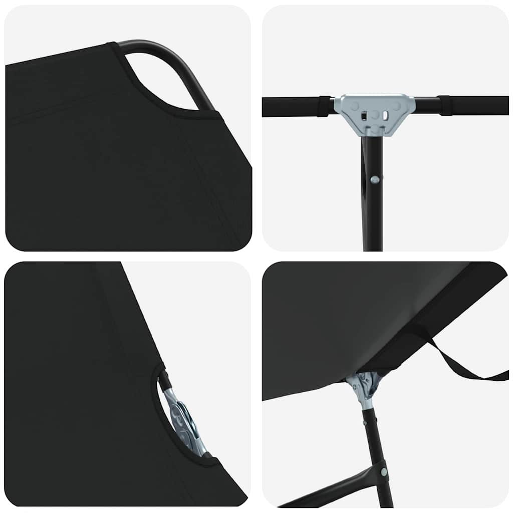 Folding Sun Lounger Black 188 X 57 X 86.5 Cm Polyester