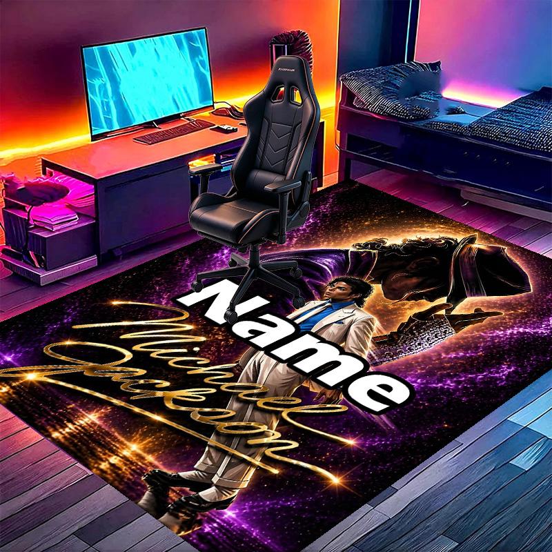 Custom Name Personalized Michael Jackson Print Carpet, Versatile Home Decor Rug, for Playroom, Apartment, Balcony, Entryway, Hallway Gift
