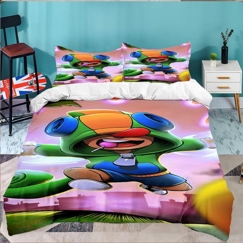 3PCS Brawl Stars Bedding Set,Including 1pc Duvet Cover And 2pcs Pillowcases Perfect for Bedroom, Dormitory, Large size Fan Christmas gift