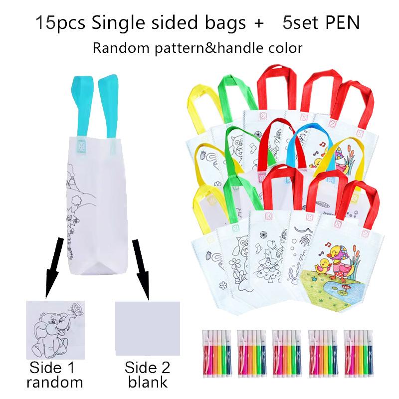 Storage Bag Non-woven Bag with Marker Environment Protection Handbag Cartoon Pattern Party Favors Festival Gift Portable TMZ