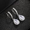 New Light Luxury Water Drop Design Earrings For Women, Sparkling Cube Zirconia Fashion Geometric Engagement Jewelry