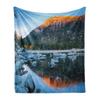 Landscape Throw Blanket, Grand Teton National Park Snowy Peak Mountains Nature Scene Picture Soft Flannel Blanket for Adult Gift
