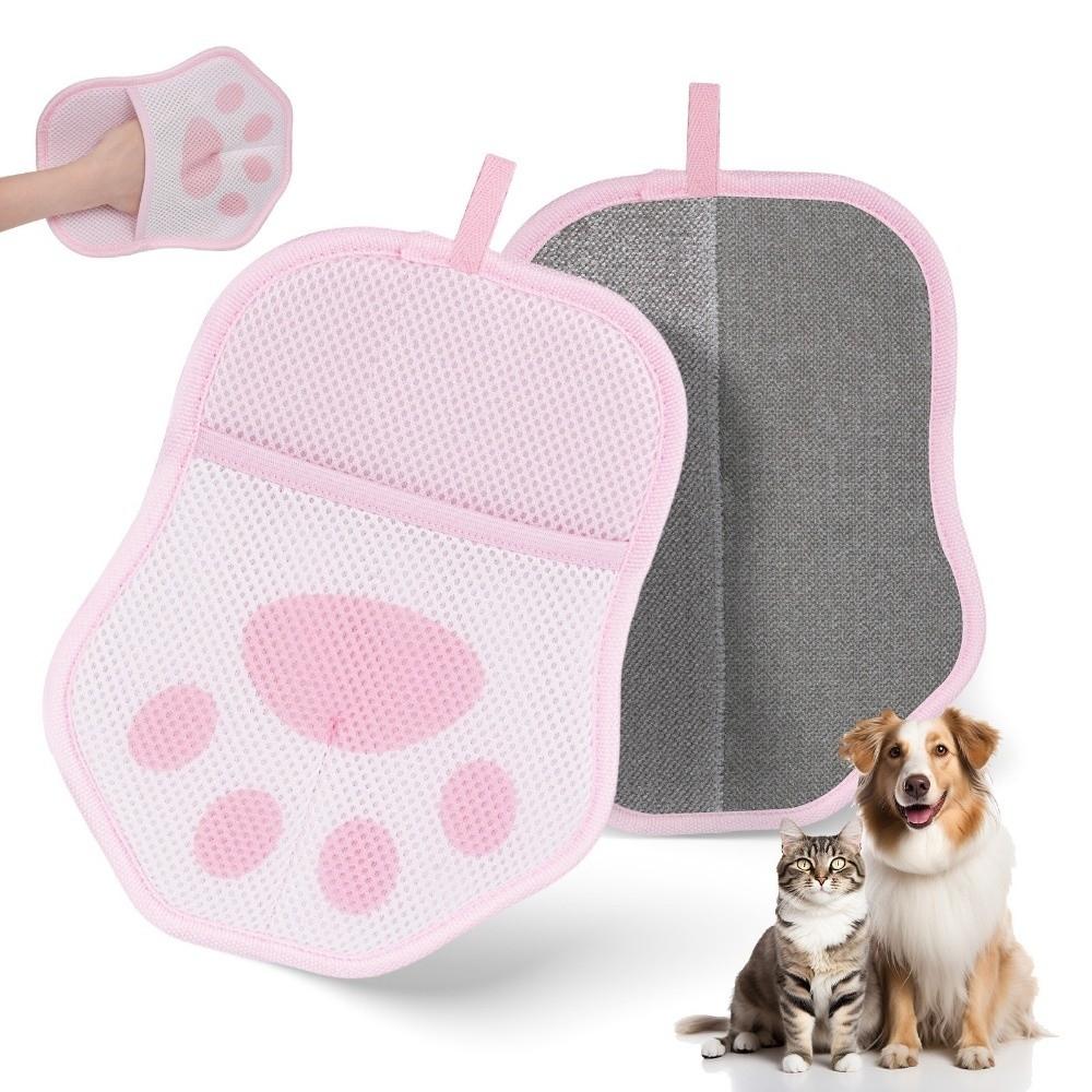 2Pcs Electrostatic Adsorption Pet Hair Remover Cute Cat Paw Electrostatic Gloves Washable Double-sided Pet Grooming Glove