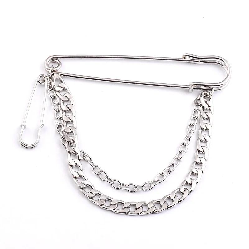Trend Retro Chain Pin Brooch Street Punk Tide Cool Street Fashion Metal Decoration Punk Hip Hop Clothing Men Accessorie