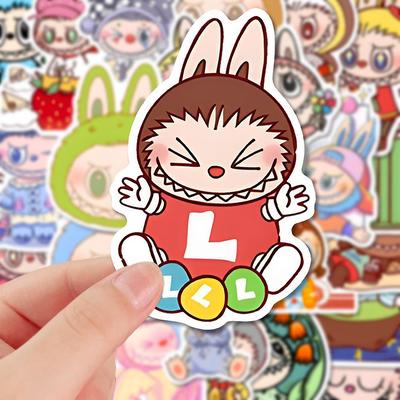 80Pcs Labubu Monster Cartoon Waterproof Stickers Pack Cute Water Bottle Laptop Skateboard Scrapbook Anime Accessories