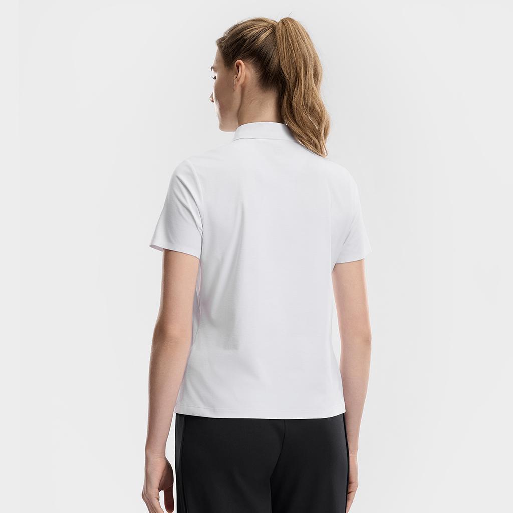 Fila Tennis Simple Classic Basic Sports Casual Comfortable Versatile Breathable Short Sleeve Polo Shirt Women tops Jade-White A11W623104FWT