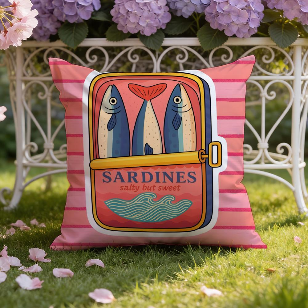 Cartoon S-Sardine C-Can cute Cushion Cover Home & Car Dual-Scene Pillow Cover: Reversible for Premium Comfort