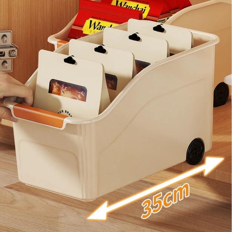 Plastic Storage Bins with Wheels & Comfort Handles Large Stackable Waterproof Organizer for Kitchen Bathroom Closet