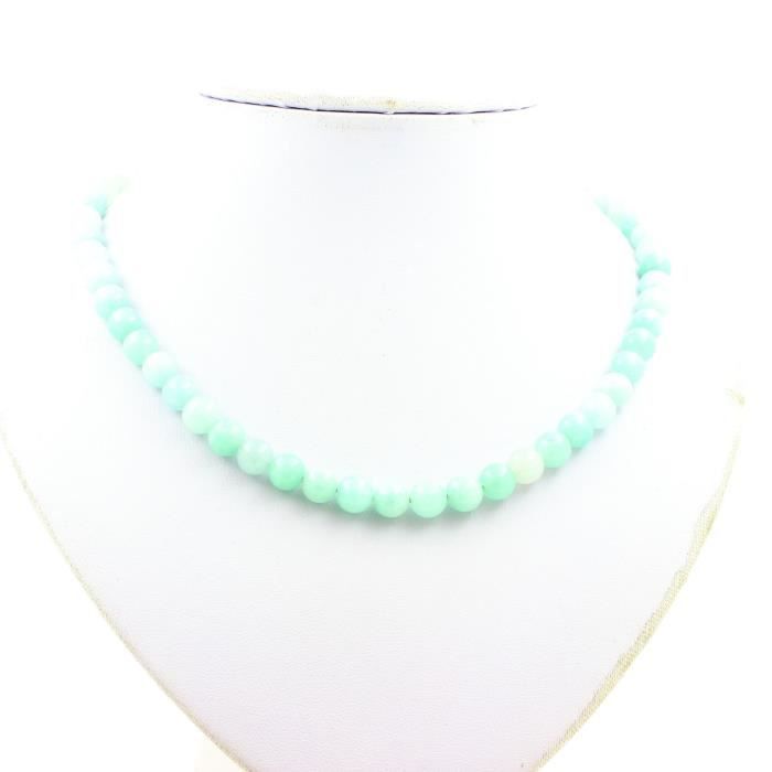 Collier - A Bijoux - Amazonite - 8 mm - Acier inoxydable - Longueur 45 cm
