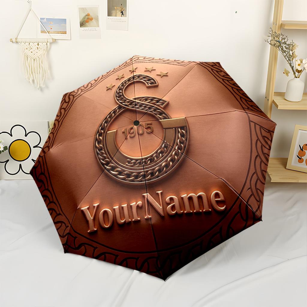 Galatasaray1 Personalized Name Umbrella Portable Automatic Umbrella Compact Durable 8-Rib Lightweight for Women/Men Outdoor Accessory