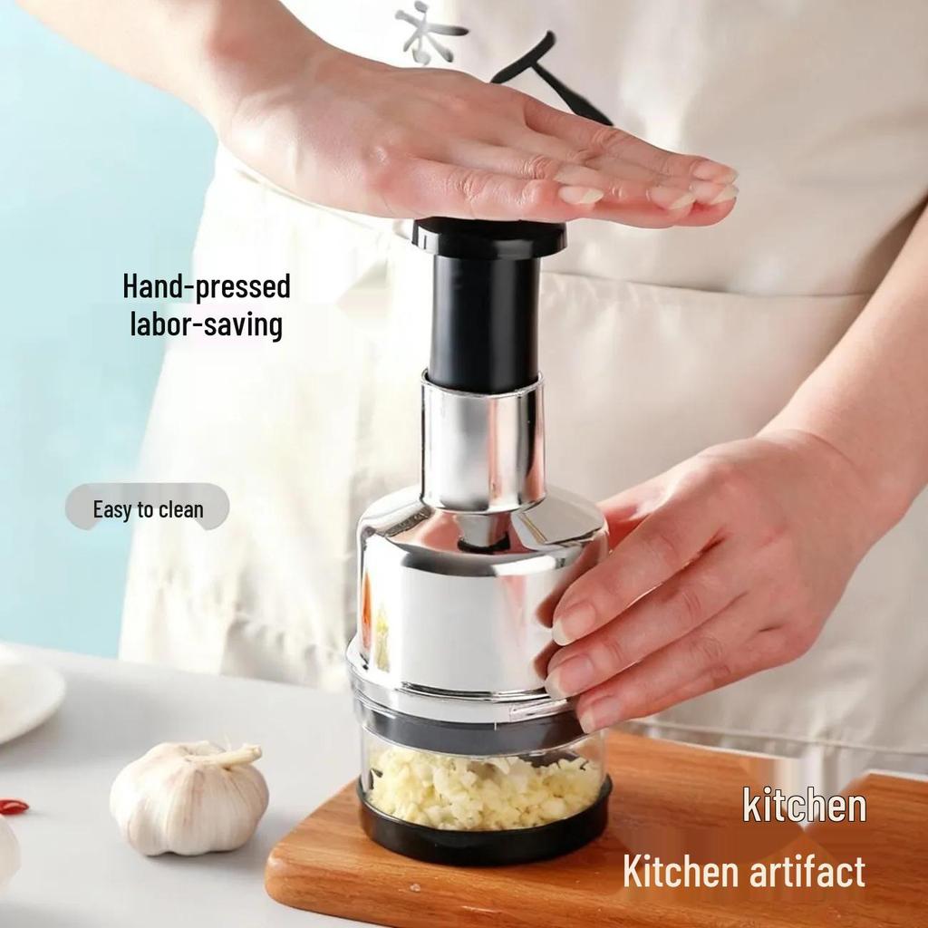 German 304 Stainless Steel Garlic Press & Paste Chopper - Compact Kitchen Tool