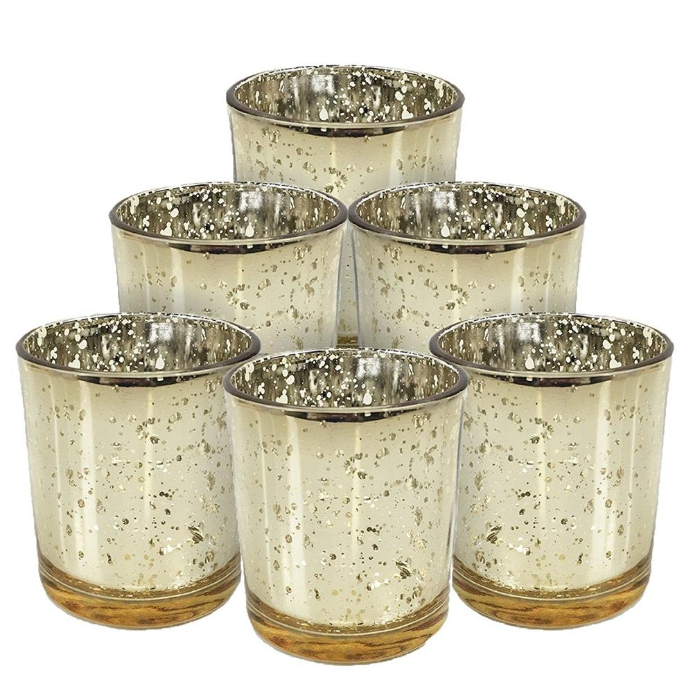 Mercury Glass Votive Tealight Candle Holders Handmade by GOLDENWELL for Weddings Parties and Home Decor