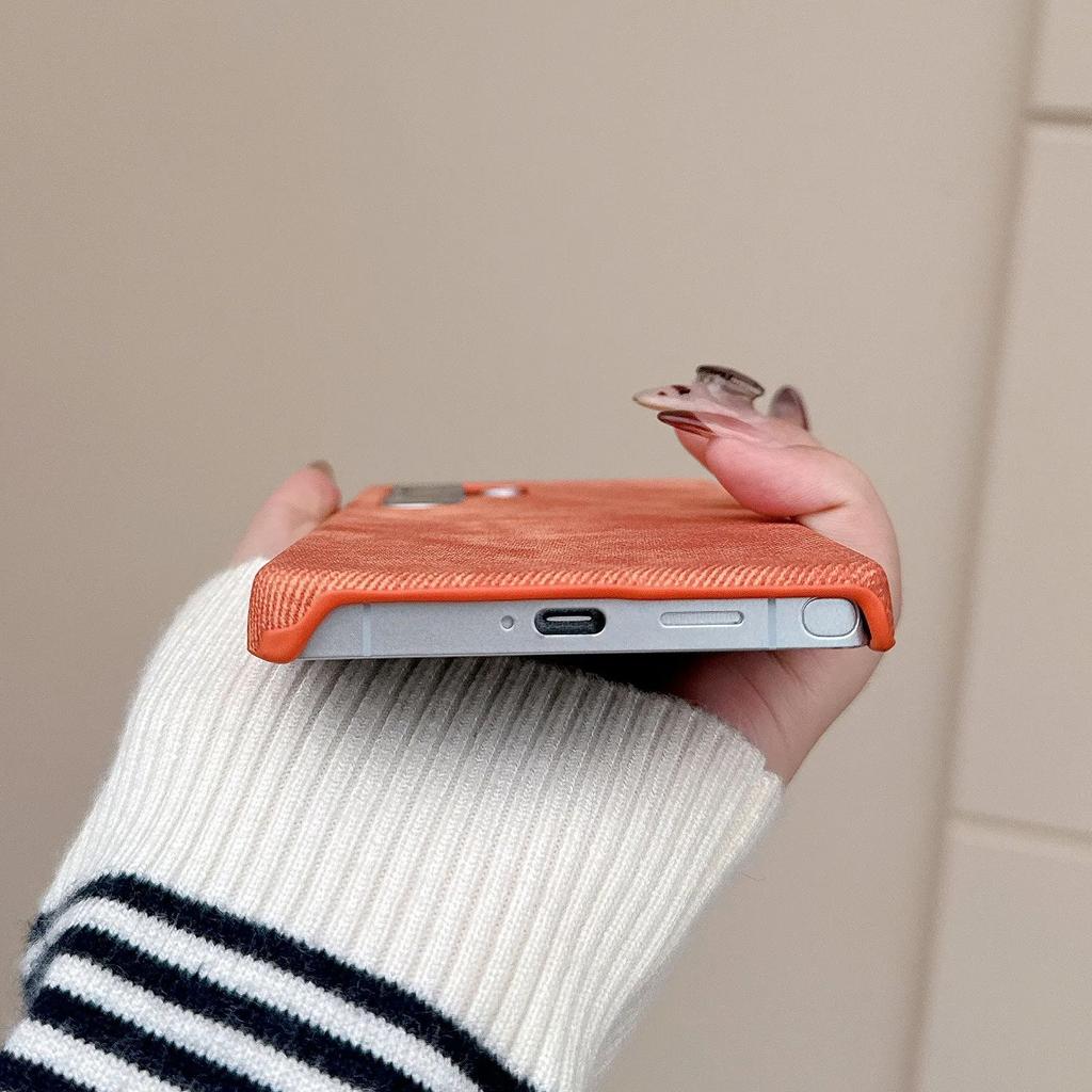 Gewaschene Farbe Denim Jeans Rahmenlose Hülle Für Samsung S25 S24 S23 S22 Ultra Mode Matt Schlank Leder Stoßstange Handy Rückseite