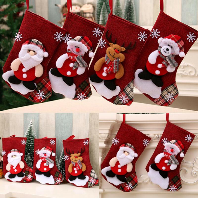 New Christmas Gift Stockings Santa Elk Fabric Gift Socks Christmas Lovely Bag for Children Fireplace Tree Christmas Decoration