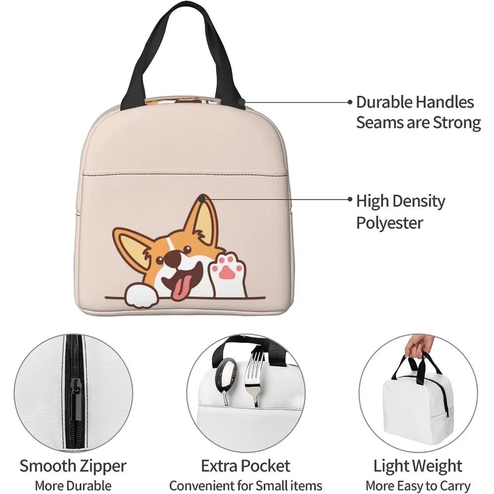 Niedlicher Welsh Corgi Hund winkende Pfote Isolierte Lunchbox Wiederverwendbare Bento Tasche Mahlzeit Tragbarer Behälter Tragetasche für Schule Arbeit Picknick