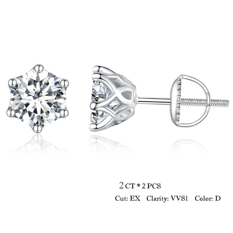 BAMOER Moissanite Stud Earrings, D Color Brilliant Round Cut Lab Created Diamond 925 Silver Earrings Gold Plated for