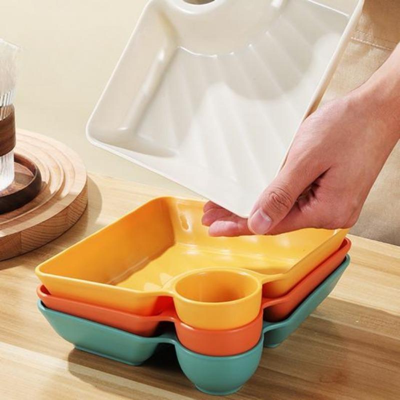 Piatto per ravioli antiscivolo, impilabile, in plastica, per immersione, piatto per sushi