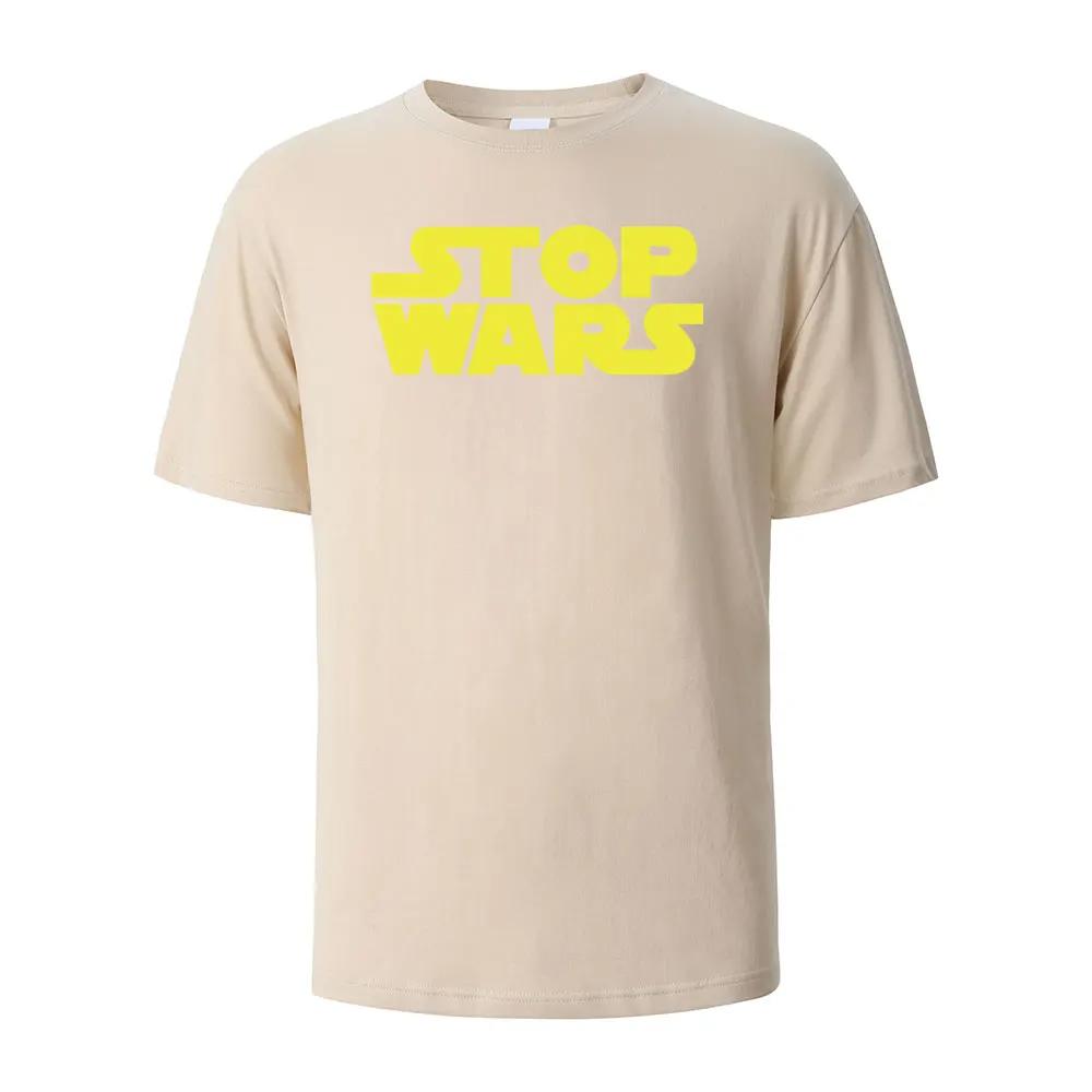 Stop Wars Nadruk Unisex Uliczny Codzienny Oddychająca Koszulka Bawełniana Zabawny Top Uliczny Oversize Unisex Codzienna Koszulka Ubrania Uliczne Y2k Top