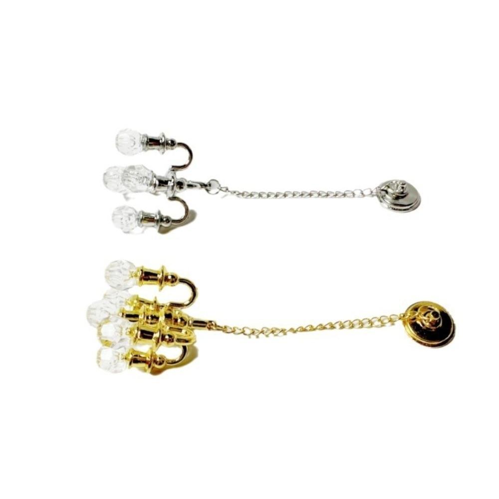 Playing Scene Mini Five-head Chandelier Gold/silver Ceiling Lamp Model  Doll House Accessories