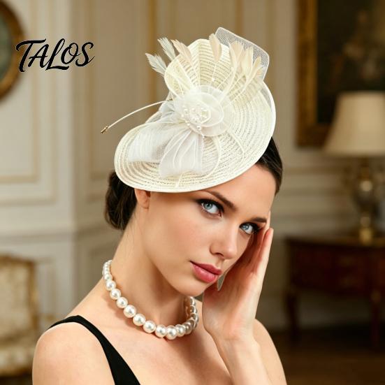 Zylinder mit starkem Clip, Fascinator-Hut mit Feder-Netzblumen-Dekor, Tanzkostüm Kopfschmuck für venezianische Karnevalsmaskeraden, Mottopartys, Bühne