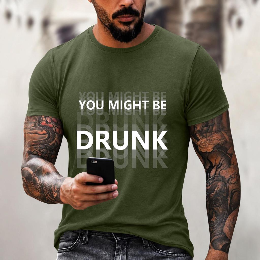 Men's Quirky Casual Loose Fit Letter Print T-Shirt for Daily Wear