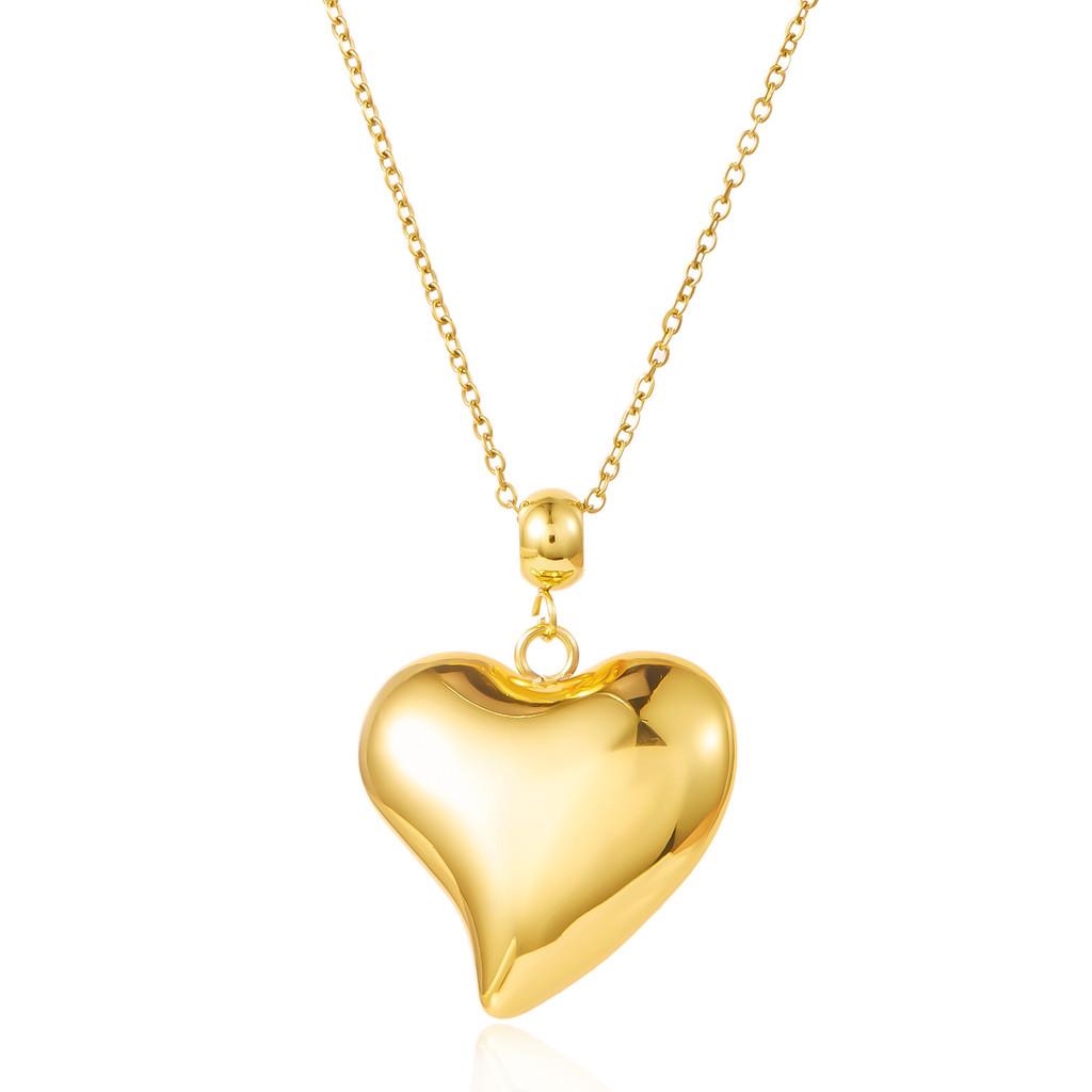 Fashion Heart Pendant Necklace Stainless Steel Geometric Chain For Women