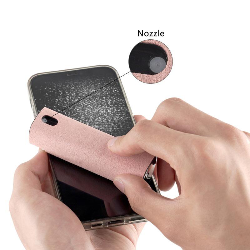 Portable 2 In 1 Phone Screen Cleaner Spray Dispensing Bottle Screen Cleaner Tool Soft Phone Pc Clean Polishing Cloth Glass Clean