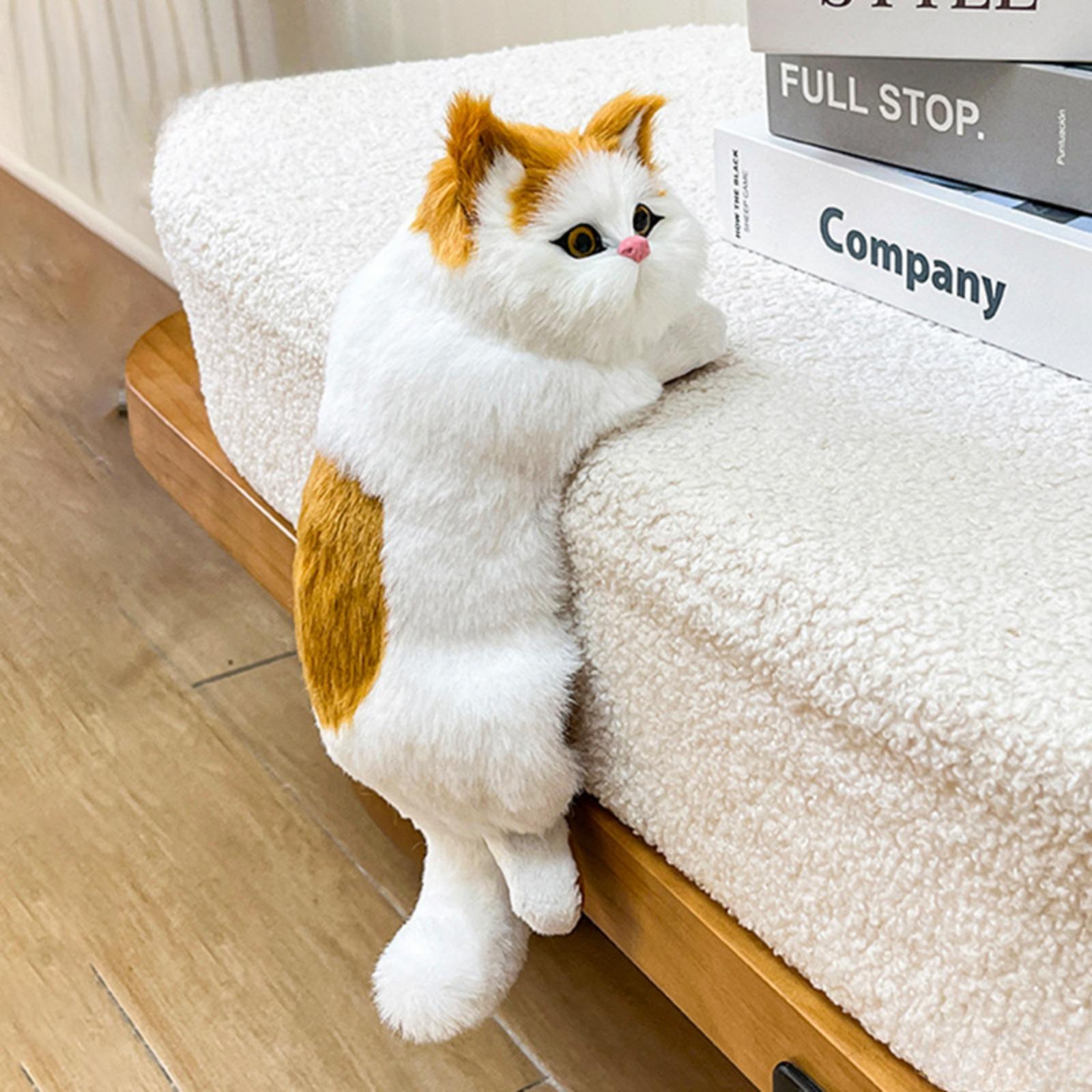 

Реалистичная фигурка мини-кошки, украшение в виде оранжевой полосатой кошки для украшения сада, патио, дома жёлтый