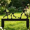 Easy Install Garden Stake Skeleton Dog Stake Black Walking Metal Decoration Stable for Lawn Funny Halloween Yard Art Outdoor Decoration