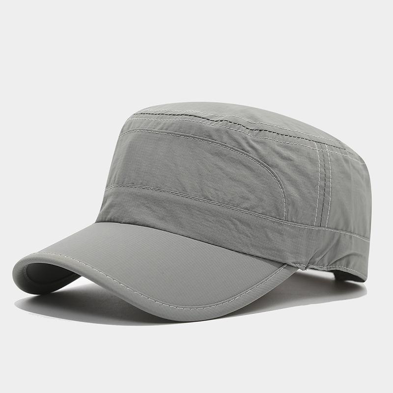 

New summer Men s Quick Dry Flat Top Cap Outdoor Sun Protection Hat Adjustable Casual Caps for Hiking Running Adjustable&Adult світло-сірий колір