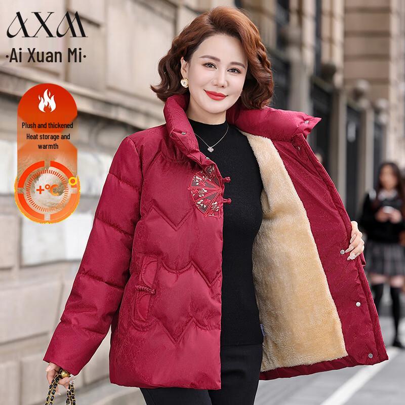 

AIXUANMI Women s Winter Fleece-Lined Stand-Collar Padded Jacket 3XL