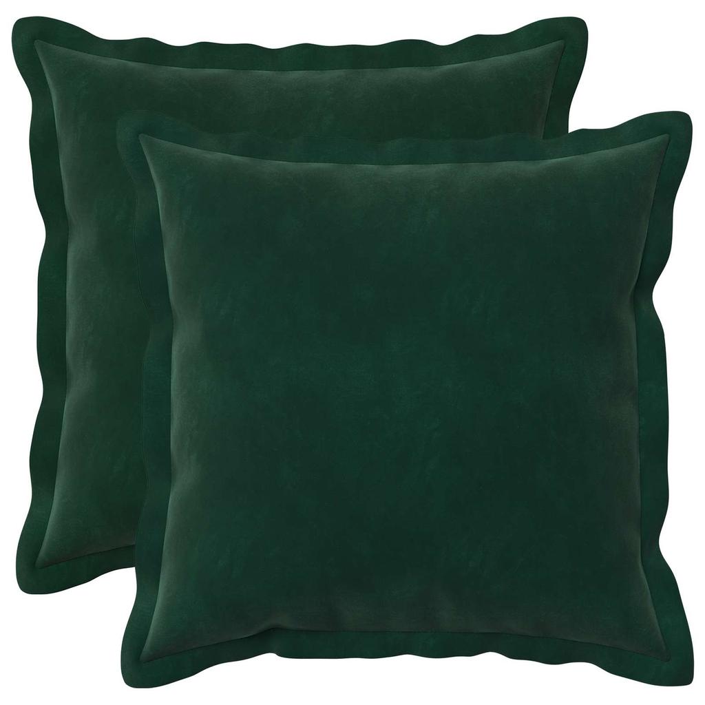 Cushion Cover 2 pcs HOUTEN Dark Green 45 x 45 cm Velvet